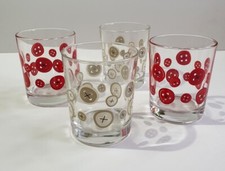 4x Bicchieri Bicchiere MCM Vintage Retrò Modello Bottone Rosso Crema