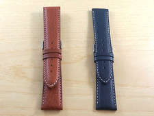 Cinturino vera pelle imbottito bisonte colori marrone e blu scuro ansa 22mm