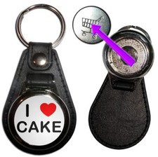 Cake I Love Medallion Key Ring Hidden £1/€1 Token (61mm x 39mm)