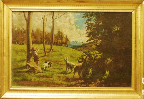 Paesaggio con pastore capre - paesaggio, capre-