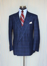 Sartoria Lastoria bespoke DB windopane Zegna jacket 54EU/44UK  short MINT!
