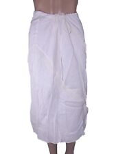 Giorgio Kauten Gonna Polpaccio Taglia 46 W32 Bianco In Seta Lino Svasata Lacci