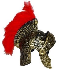 Elmo romano dorato piumato