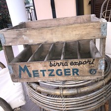 PUBBLICITÀ: VECCHIA CASSETTA IN LEGNO DELLA BIRRA METZGER BIRRA EXPORT