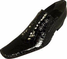 100% Chelsy - Italiano Designer Pantofola Coccodrillo Motivo Bottoni Nero