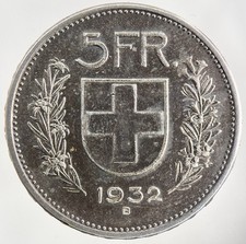1932 Switzerland Swiss 5 Franc