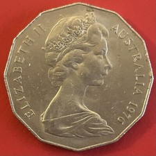Moneta Australia ( 1976 ) • Elizabeth ll • 50 Cents • Canguro • Grado BB