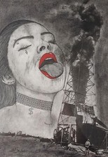 Quadro moderno paradossale, unico ,raro ,piercing, cornice nuova . Pezzo Unico