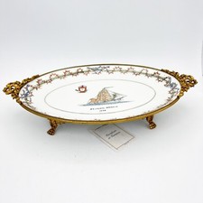 Antico Centrotavola alzata in porcellana e bronzo stile Limoges piatto vintage