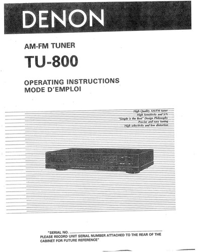 Denon 800 sintonizzatore - tu-800,