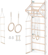 ® Spalliera Da Parete 210 Cm per Adulti, Scala Ginnica in Legno Con Barra per Tr