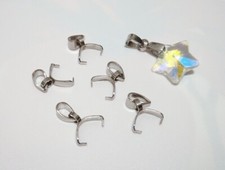 5pz Ganci per pendenti in acciaio inox colore argento scuro 13x6,5mm bijoux