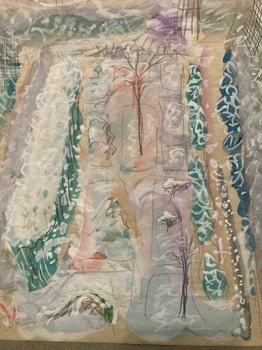 Belle peinture 1950 aquarelle - peinture,