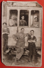 PHOTO CARTO BARI UOMINI OPERAI TRAM 1920 - 30 C. ( F 29 )