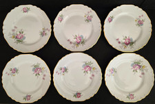 Richard Ginori Set 6 Piatti da 19 Cm in Porcellana Decoro Floreale Bordo Oro