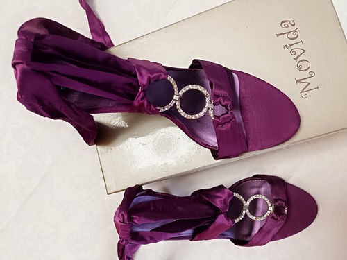 Sandali raso viola tacco - sandali,