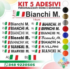 Kit 5 adesivi decal nome pilota personalizzato+bandiera FLAG per AUTO MOTO BICI