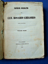 Diritto Rosario Gregorio Opere scelte 1853 Palermo testi su due colonne raro 8°
