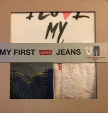 MY FIRST LEVI'S JEANS Baby Girl 6/9M o 12M 3 pezzi set in scatola:1 Creeper 2 jeans, $88