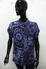 Desigual Camicia Donna Taglia XL Chemise Blu Manica Corta Estiva Logo Woman