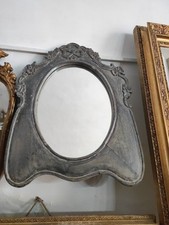 Specchio Ovale Shabby Cornice Grigia