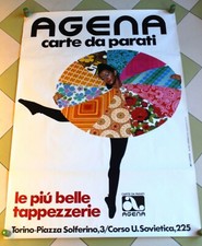 AGENA CARTA PARATI Manifesto Originale 1973 Epoca Vintage AG1 Publicità Torino