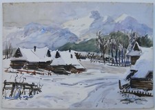 Alfredo ZECCA (La Spezia 1917-Milano 1998) Baite d'alta montagna splendido 35x50