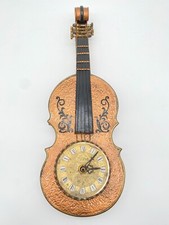 RARO OROLOGIO DA CAMINO OROLOGIO DA PARETE SELVA OROLOGIO QUARZO FORMA DI VIOLINO COLOR RAME ANNI 70 VINTAGE