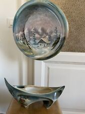 VASO ANNI 40 + PIATTO IN CERAMICA FIRMATO V.CARRARESI SESTO FIORENTINO FIAMMA