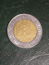 Moneta Italia 500 lire 1996 70° anniversario ISTAT Istituto Nazionale Statistica