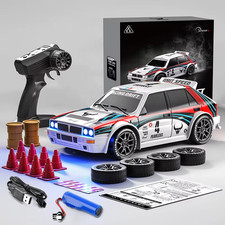 Auto RC 4WD Drift Livrea Stile Delta Integrale 20Km/h + gomme ricambio SET