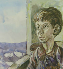 RITRATTO DI BAMBINO ALLA FINESTRA VECCHIO QUADRO DIPINTO PITTORE PANCALDI P14