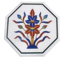 Tavolino da caffè ottagonale in marmo piano pietra semipreziosa intarsiato lavoro divano tavolino