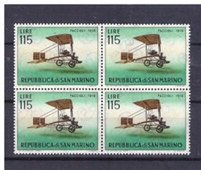 Francobolli San Marino 1962 Storia Aviazione 115 L MNH QUARTINA SAS596
