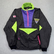 Giacca sci onda invernale Action Plus K2 vintage anni 90 rosa fluo verde nero M