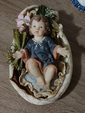 ANTICO GESU' BAMBINO IN CESTINO INTRECCIATO''SOLO CESTA CM 18