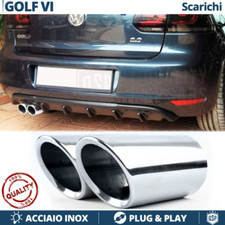 Coppia TERMINALI di Scarico per VW GOLF 6 CROMATI in ACCIAIO Inox Plug & Play