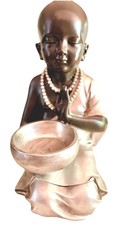 BUDDA BAMBINO con Ciotola Offerte e Veste Argento - Ottime condizioni H 38 cm