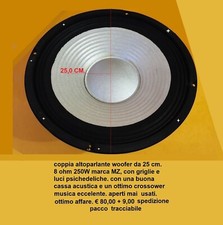 coppia altoparlanti  Woofer 25 cm 10" 8ohm 250W,con griglia a luci psichedeliche