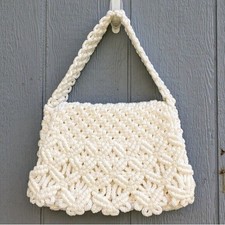 Borsa a tracolla macramè bohemien cottagecore matrimonio uncinetto tessuto patta frontale