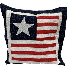 Copricuscino patchwork fatto a mano bandiera USA America rosso bianco blu 18 x18 pollici 