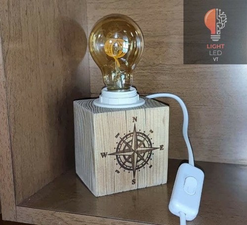 Lampada artigianale legno - lampada,