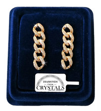 Catena ad Anelli Orecchini pl. Oro Giallo 18K con Cristalli Zirconi SW001