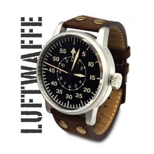 WW2 Orologio Militare Vintage Luftwaffe Quarzo Svizzero 10 ATM - Nero