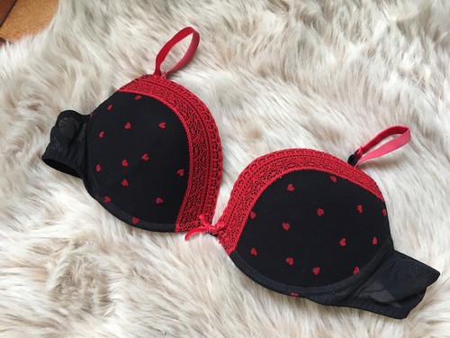Reggiseno nero cuoricini - nero, a