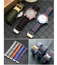 CINTURINO OROLOGIO NYLON ELASTICO MILITARE ESERCITO PARACADUTISTI 20-22MM BLU