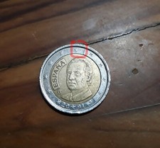 Moneta 2 Euro Spagna Espana 2001 con Errore di conio 