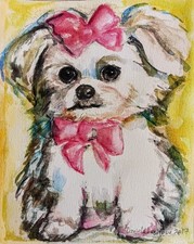 Maltese Puppy dog pet art