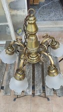Lampadario Classico Metallo 5 bracci in oro antico vintage con motivo a Delfini