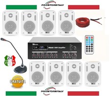 IMPIANTO AUDIO FILODIFFUSIONE+8 Altoparlanti+Bluetooth+100Mt Cavo +Microfono !!!